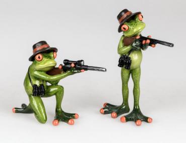 Frosch Figur 2er Set hellgrün 13+18cm aus Kunststein als Jäger Stückpreis