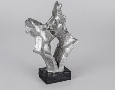 Skulptur Büste Paar küssend Maske 25x39cm silber auf Sockel a Kunststein