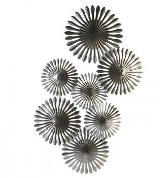 Wanddeko Dandelion Metall silber mit 7 Blüten H. 53cm B. 85cm