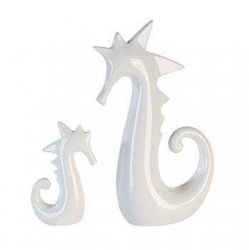 Seepferdchen aus Keramik · weiß · glänzend 11 x 5 x 18 cm