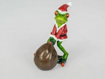 Frosch Nikolaus hellgrün 13cm aus Kunststein mit witzigen Details