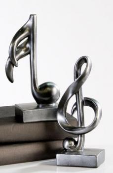 Skulptur Music aus Poly anthrazit Notenschlüssel Note 2fach sortiert 18cm