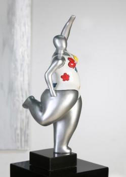 Skulptur Silver Ballerina aus Poly · weiß / silber / bunt Höhe 60 cm