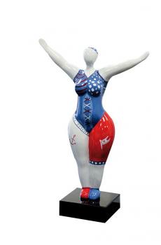 Skulptur Caribian Ballerina aus Poly weiß / blau / rot Höhe 54 cm