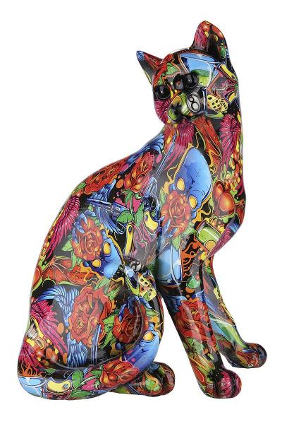 Katzen Pop Art sitzend mehrfarbig Graffiti-Design Katze bunt Höhe 29cm