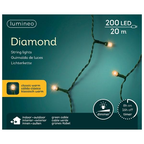 Lumineo LED Diamand Lichterkette 200 LED 19,90 m für innen & aussen