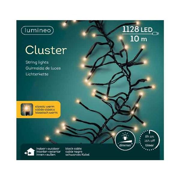 Lumineo Cluster Lichterkette 1000cm & 1128 LED Klassisch Warm Weiß