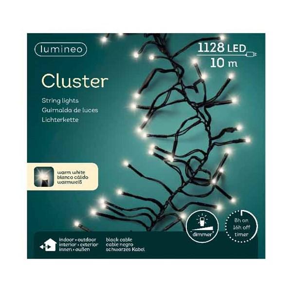 Lumineo Cluster Lichterkette 1000cm & 1128 LED Warm Weiß Tageslicht
