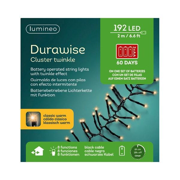 Durawise Cluster Twinkle Batterie LED Lichterkette 200 cm mit 192 LED KW