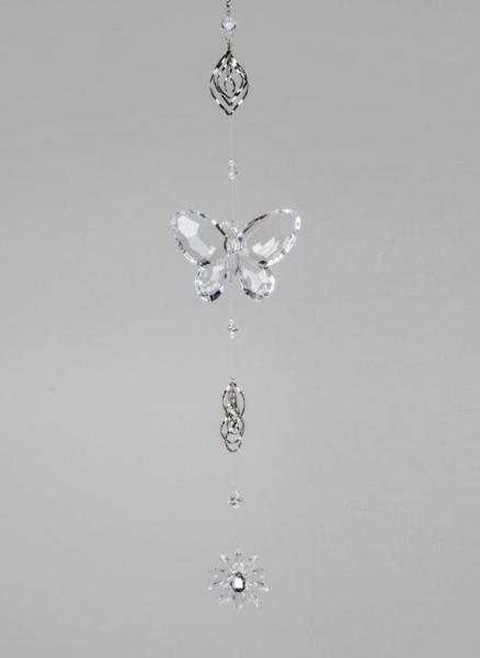 Hänger Schmetterling 10x66cm Acryl klar gefertigt & silbernen Spiralen