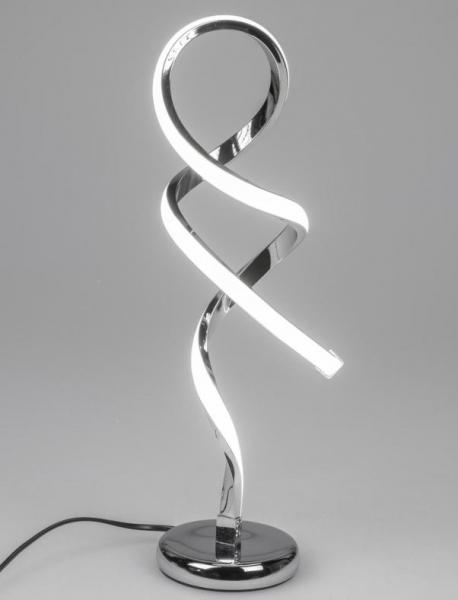 LED-Lampe Spirale auf Fuß 13x44cm aus glänzendem, silbernem Metall