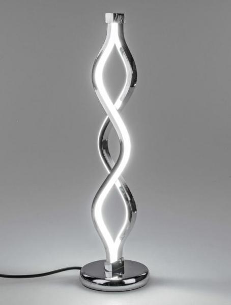 LED-Lampe Silber-Spirale auf Fuß 12x46cm aus glänzendem, silbernem Metall