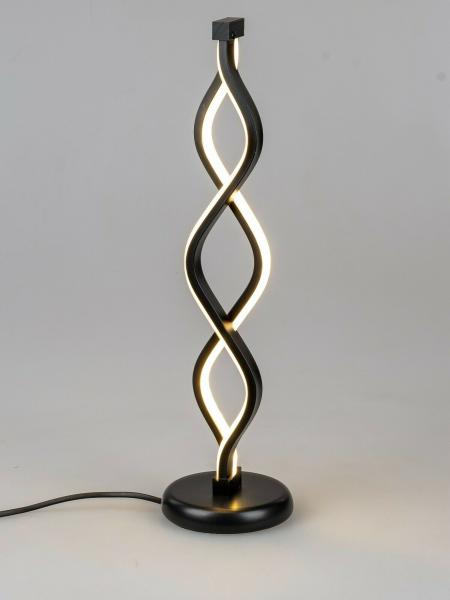 LED-Lampe Silber-Spirale auf Fuß 12x46cm aus matt schwarzem Metall