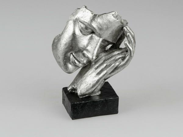 Büste Schlaf schwarz-Silber auf Sockel 17x23cm exklusive Deko-Skulptur
