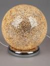 Touch-Lampe Kugel 22cm aus goldenem Mosaikglas mit silbernem Metall Fuß