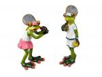 Frosch Paar Tennis hellgrün 14cm aus Kunststein & witzige Details